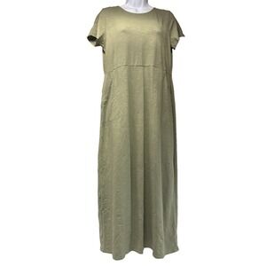 J. Jill Women's Small Sage Green Cotton Modal Maxi Dress Cap Sleeve Pockets